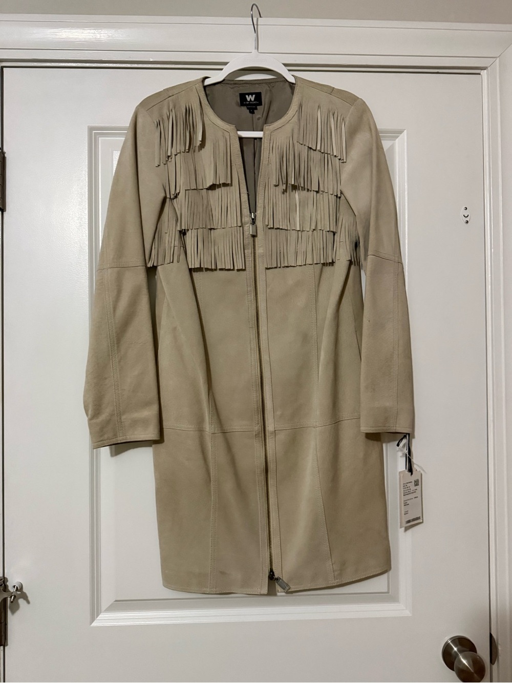 W by Worth Light Beige Suede Fringe Leather Jacket NWT - Picture 4 of 4